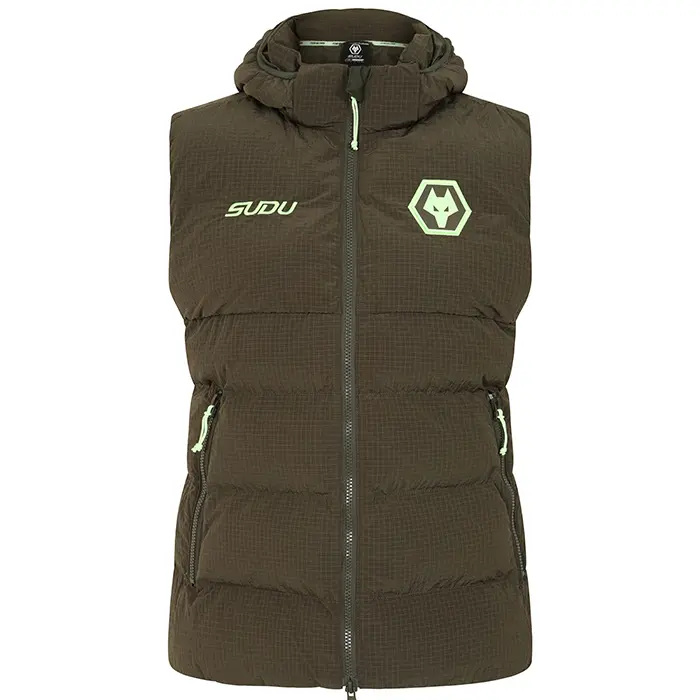 Wolverhampton Wanderers Shop | 2025-26 Travel Gilet – Dark Khaki – Womens Wolverhampton Wanderers Merchandise